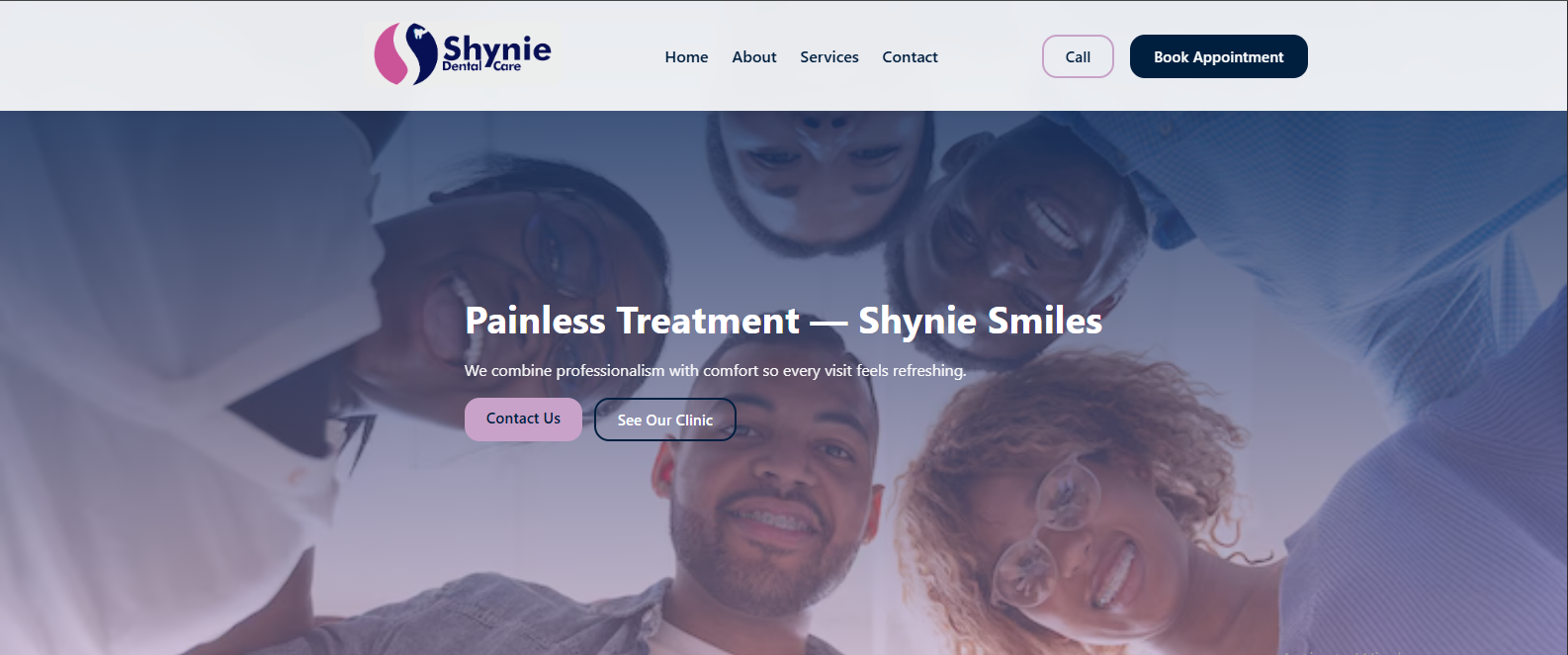 Shynie Dental Care clinic website